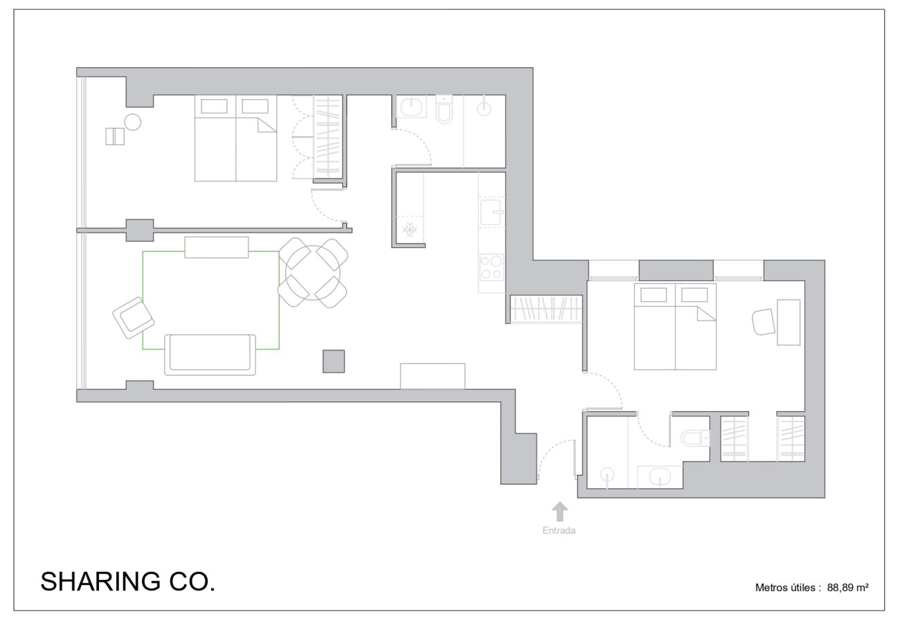 Apartamento en Madrid - Apartamento de 2 hab. en La Castellana Sharing Co.