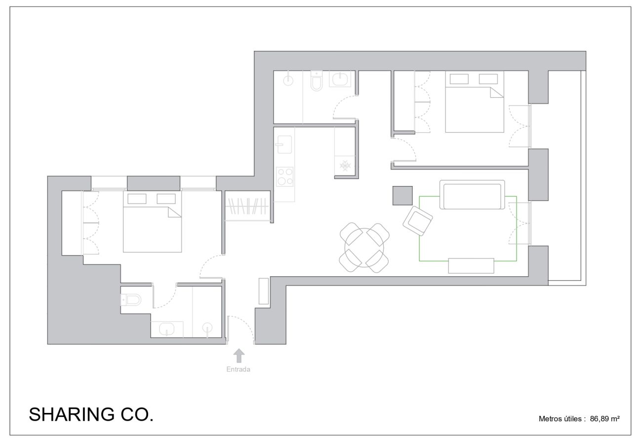 Apartamento en Madrid - Apartamento de 2 hab. en La Castellana Sharing Co.