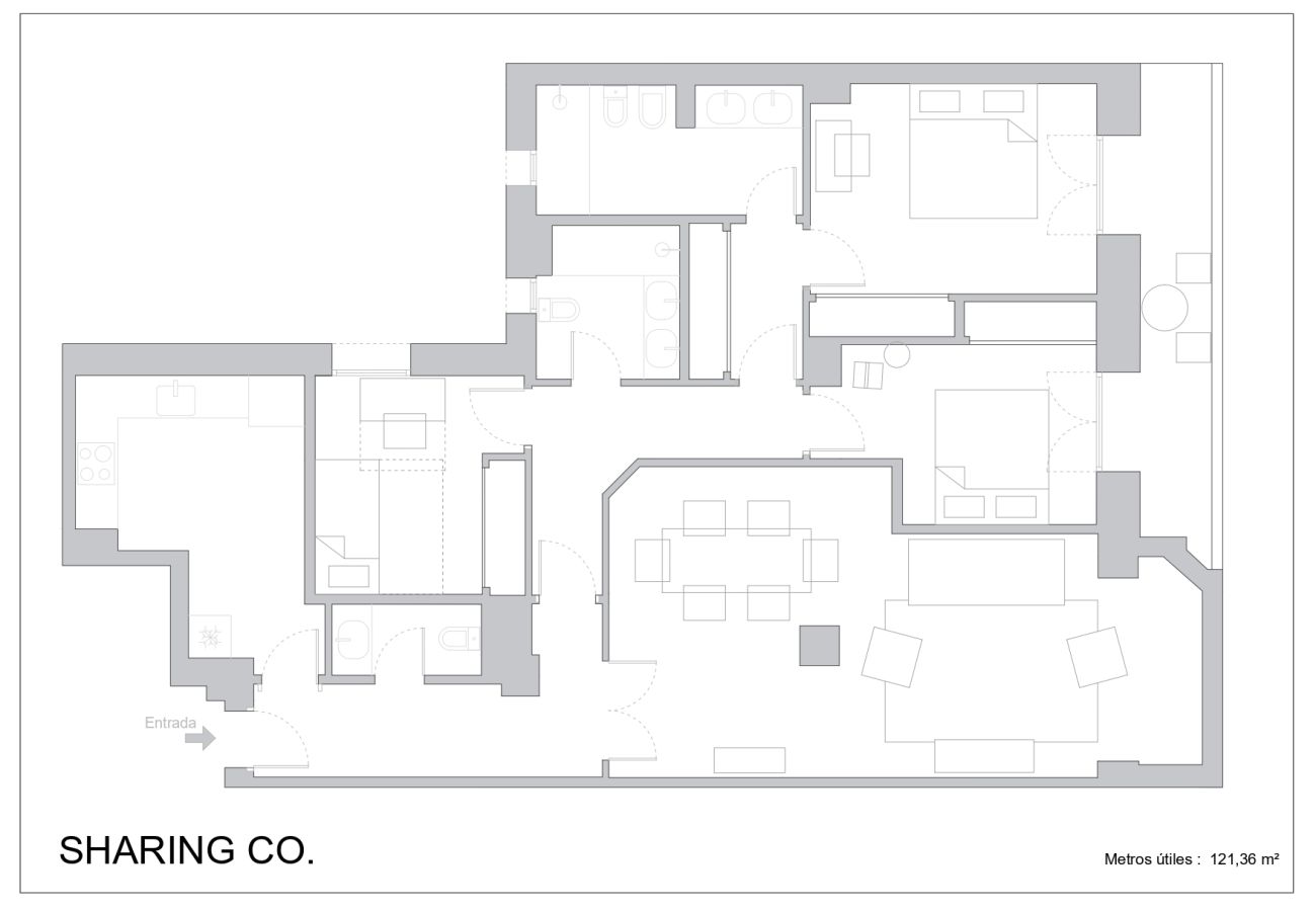 Apartamento en Madrid - Apartamento 3 habitaciones en La Castellana Sharing Co             