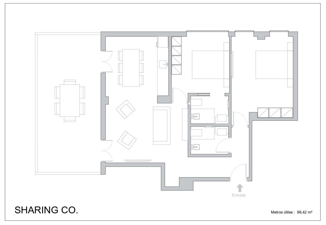 Apartamento en Málaga - Apartamento 2 hab y terraza Málaga Sharing Co 