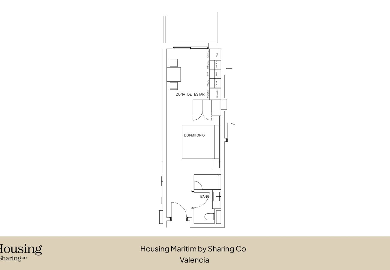 Estudio en Valencia - Housing Maritim by Sharing Co