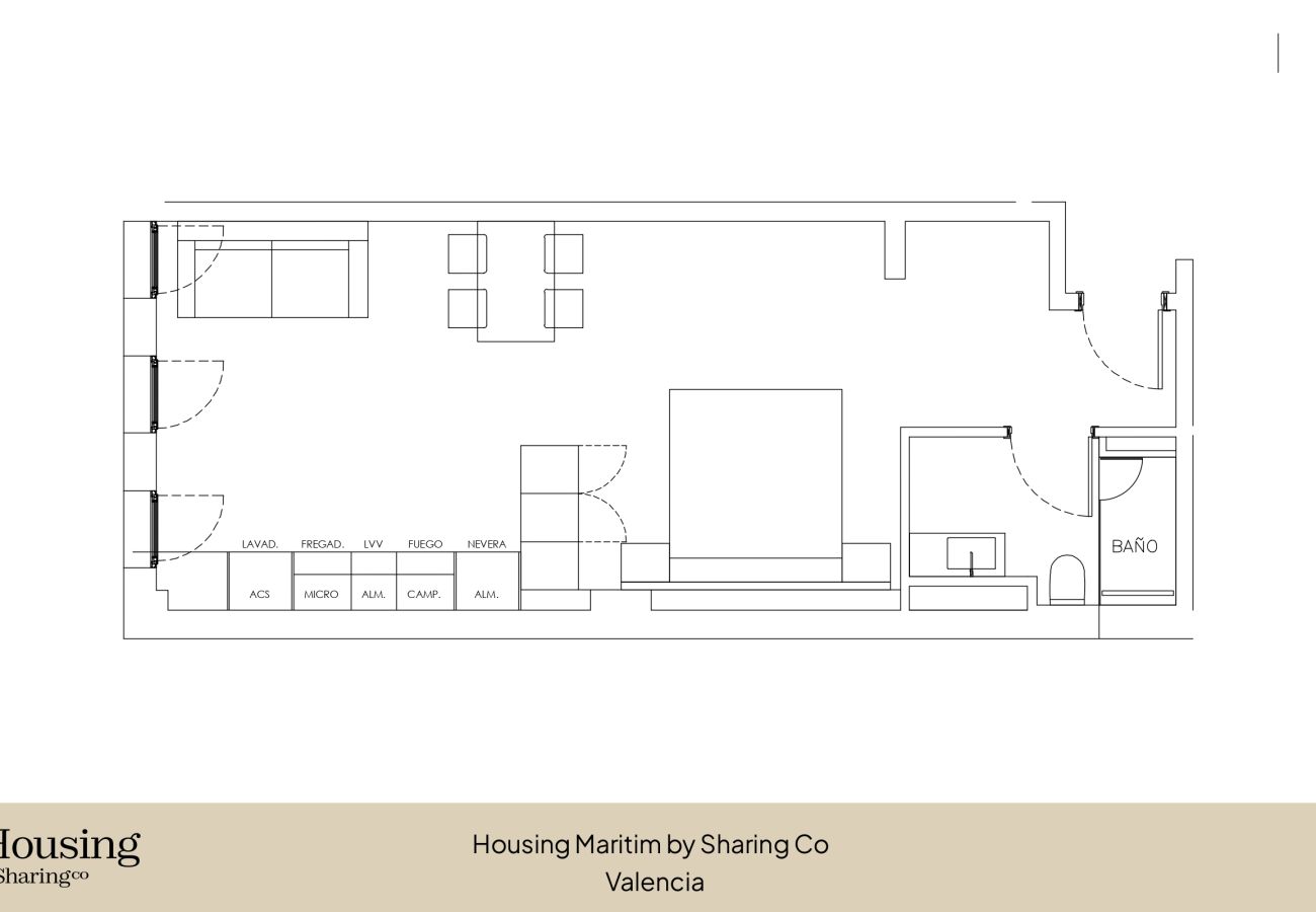 Studio in Valencia / València - Housing Maritim by Sharing Co
